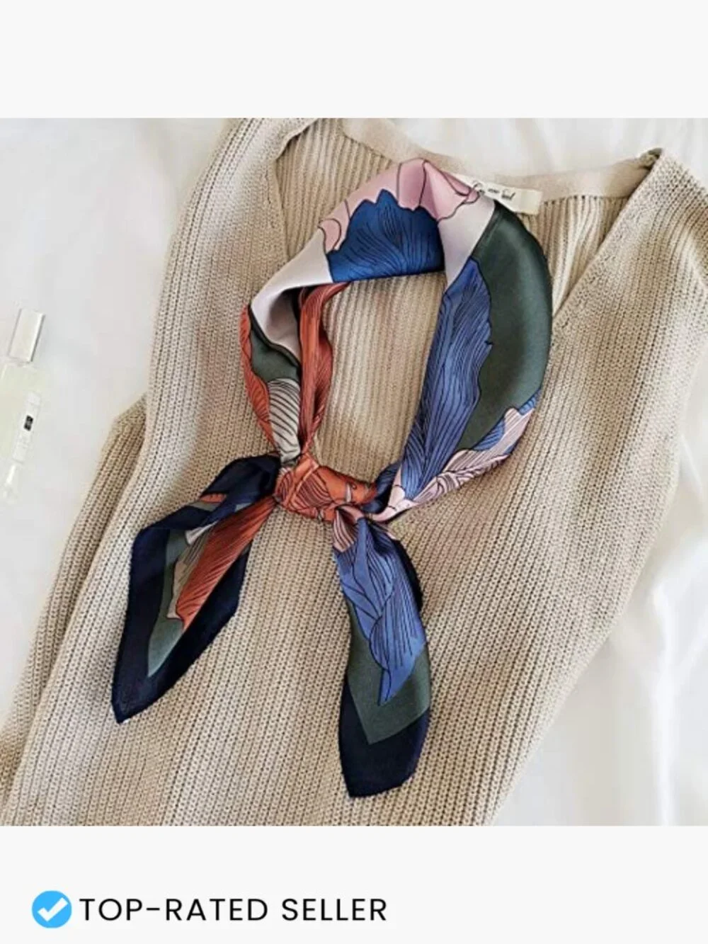Silk Feeling Square Scarf Medium Satin Head Scarf 27.5 x 27.5 inches Fashion